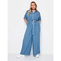 Yours Curve Chambray Wide Leg Jumpsuit