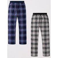 Very Man 2 Pack Soft Touch Check Lounge Bottoms - Grey/Navy