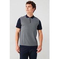Very Man Geo Zip Neck Polo - Navy