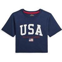 Polo Ralph Lauren Girls Polo Ralph Lauren Short Sleeve Usa T-Shirt - Navy