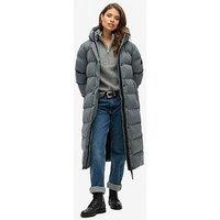 Superdry Microfibre Longline Padded Jacket - Grey