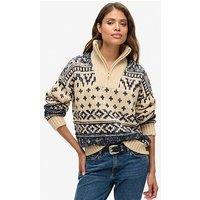 Superdry Ski Lodge Zip Neck Jumper - Cream