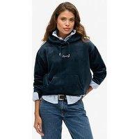 Superdry Country Club Velour Loose Hoodie - Navy