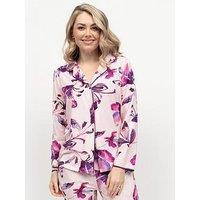 Cyberjammies Colett Pink Floral Printed Jersey Long Sleeve Pyjama Top - Pink