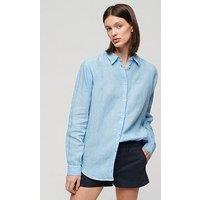 Superdry Casual Linen Boyfriend Shirt - Blue
