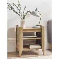 Julian Bowen Sydney Oak And Rattan Effect Lamp Table With Removable Shelf