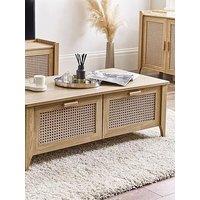 Julian Bowen Sydney Oak And Rattan 2 Drawer Coffee Table