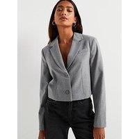 V By Very Cropped Smart Blazer - Grey