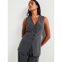 V By Very Longline Waistcoat 3 Piece Co-Ord - Grey