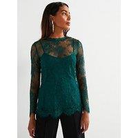 V By Very Lace Shell Top - Green