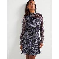V By Very Gathered Printed Skater Mini Dress - Purple