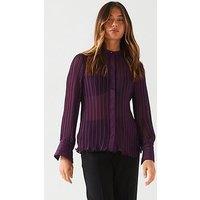 V By Very Plisse Button Thru Shirt - Purple