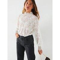 V By Very High Neck Lace Shell Top - Ecru