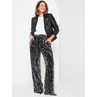 V By Very X Carol Byrne Wide Leg Sequin Jogger - Grey