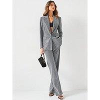 V By Very Metallic Longline Blazer - Grey