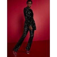 V By Very Slim Leg Sequin Trouser - Black
