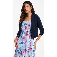 Quiz Navy Shawl Collar Crop Jacket