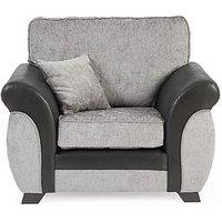 Marino Fabric/Faux Leather Armchair - Grey/Black