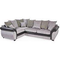 Marino Fabric/Faux Leather Left Hand Scatter Back Corner Group Sofa - Grey/Black