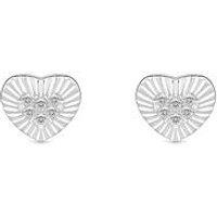 Simply Silver Sterling Silver 925 Polished And Pave Mini Heart Stud Earrings