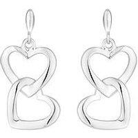 Simply Silver Sterling Silver 925 Polished Open Double Drop Heart Earrings