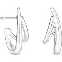 Simply Silver Sterling Silver 925 Polished Double Row Hoop Earrings