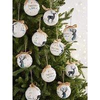 Three Kings Set Of 14 Vintage Stag Decoupage Baubles