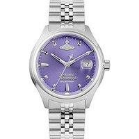 Vivienne Westwood Little Camberwell Quartz Watch With Purple Dial And Stainless Steel Bracelet