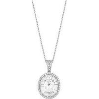 Jon Richard Rhodium Plated Cubic Zirconia Statement Crystal Pendant Necklace