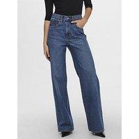 Only High Waist Wide Leg Denim Jean - Blue