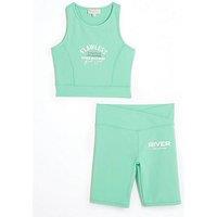 River Island Girls Ri Active Graphic Tank Set - Green