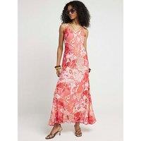 River Island Floral Embellished Slip Dress - Pink