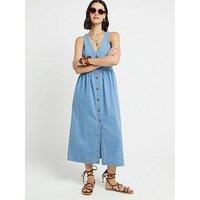 River Island Denim Midi Dress - Medium Denim