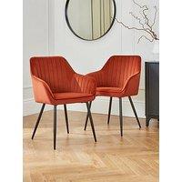 Very Home Alisha Pair Of Fabric Dining Chairs - Rust - Fsc Certified