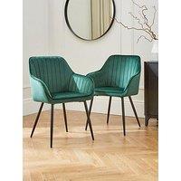Very Home Alisha Pair Of Fabric Dining Chairs - Green - Fsc Certified
