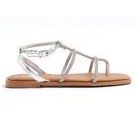 River Island Heatseal Gladiator Sandal - Silver