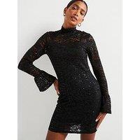 V By Very Sequin Lace Mini Dress - Black