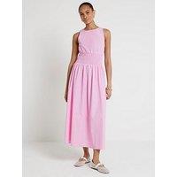 River Island Shirred Waist Midi Dress - Pink