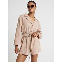River Island Belted Playsuit - Light Brown