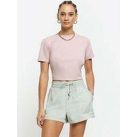 River Island Tie Waist Shorts - Light Green