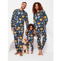 V By Very Kids Family Halloween Pumpkin Printed Pyjama - Navy