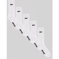 Dkny Radde 5 Pack Sports Crew Socks - White