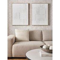 Michelle Keegan Home Set Of 2 White Woven Fabric Canvas 80X60Cm