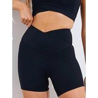 In The Style Fits Black Soft Touch Cross Over Waist Cycling Shorts