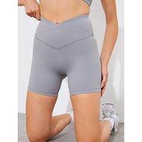 In The Style Fits Grey Soft Touch Cross Over Waist Cycling Shorts