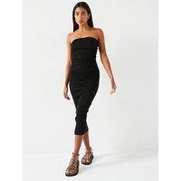 V By Very Bandeau Crinkle Midaxi Dress - Black