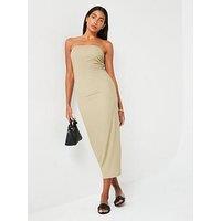 V By Very Bandeau Crinkle Midaxi Dress - Green