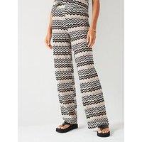 V By Very Geometric Print Crochet Trouser - Multi