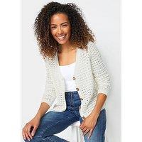 M&Co Ivory Button Crochet Cardigan