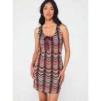 V By Very Crochet Tie Mini Dress - Multi